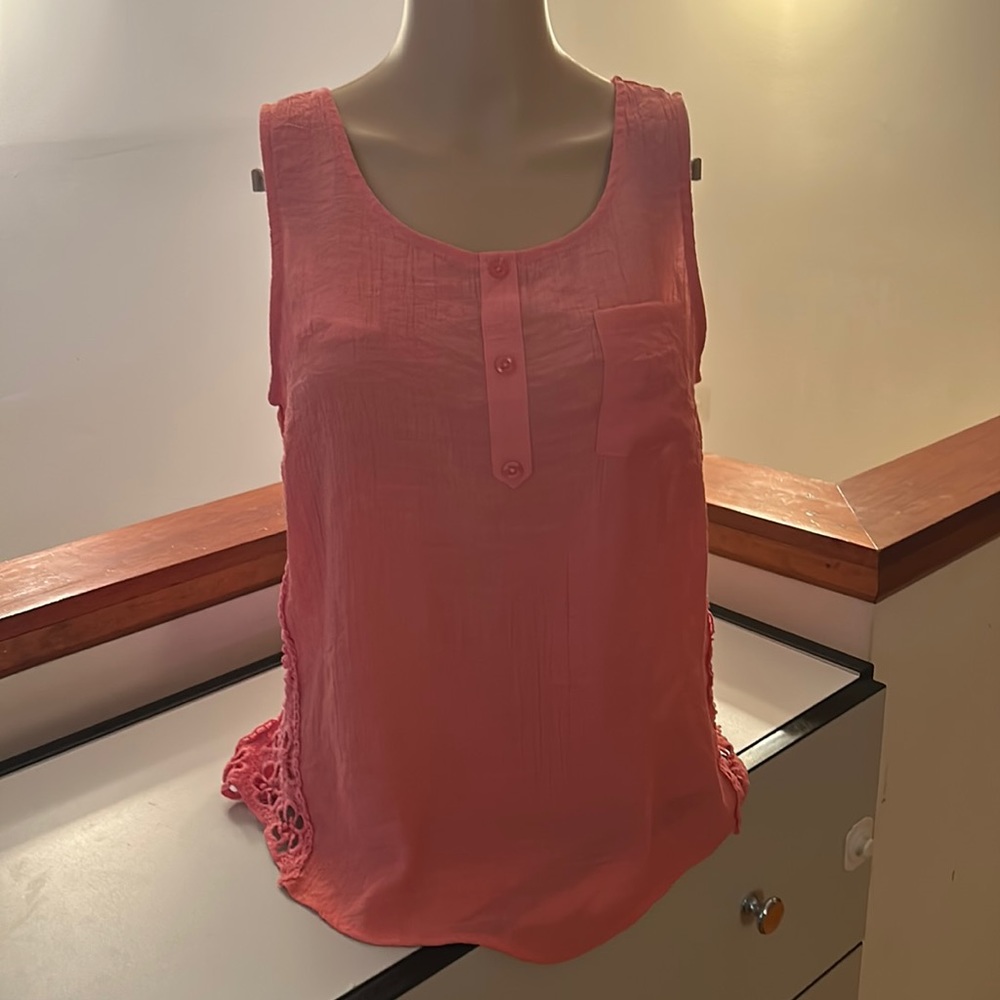MINE Medium Orange Sleeveless Blouse With Cool Side Cutouts